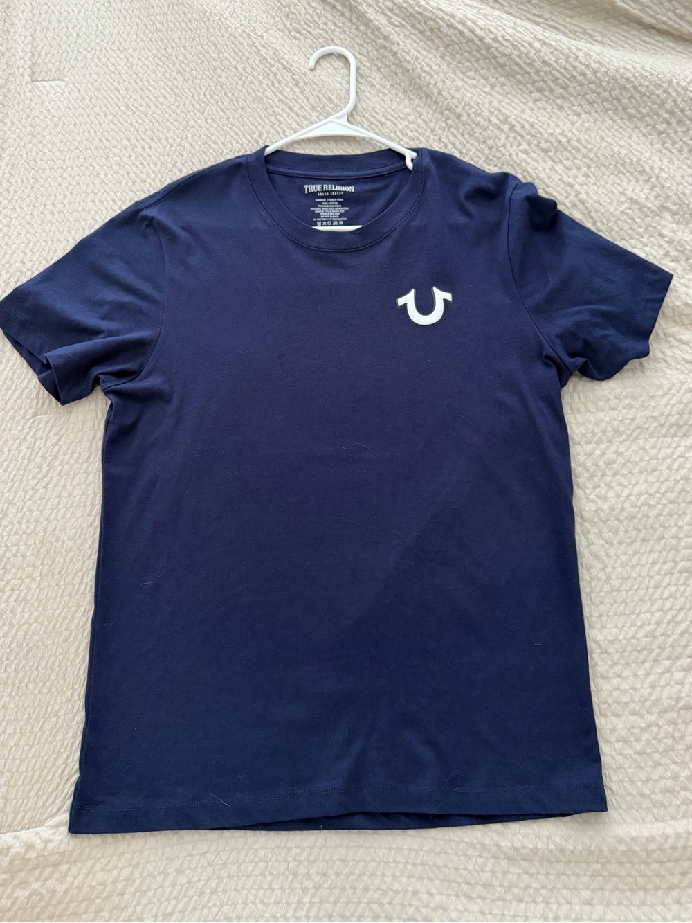 True Religion Navy Short Sleeve Logo Tee with White Horseshoe